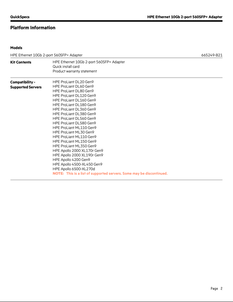 Мережевий Адаптер HPE Ethernet 10Gb 2-port SFP+ X520-DA2 Adapter [ 560SFP 665249-B21 ] (б/в) 40102010033 фото